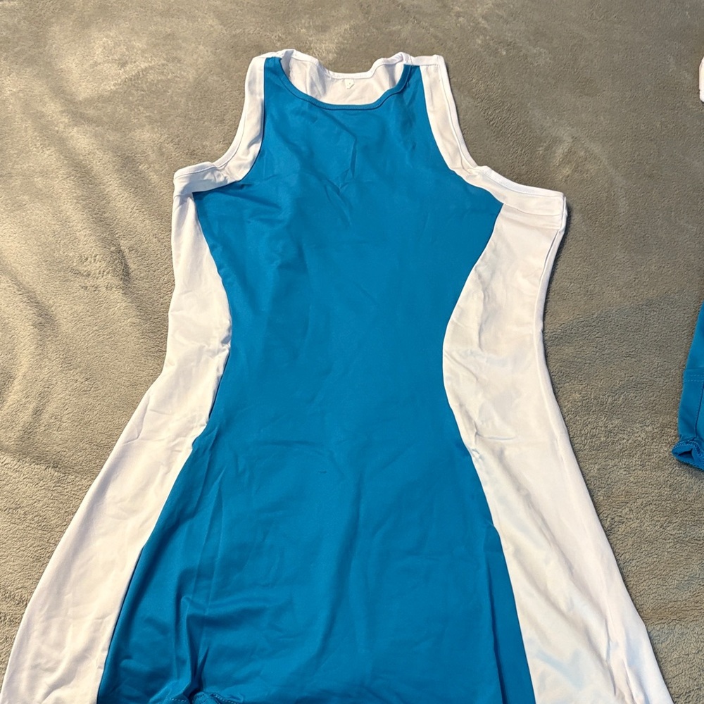 Blue and White Sleeveless Dress